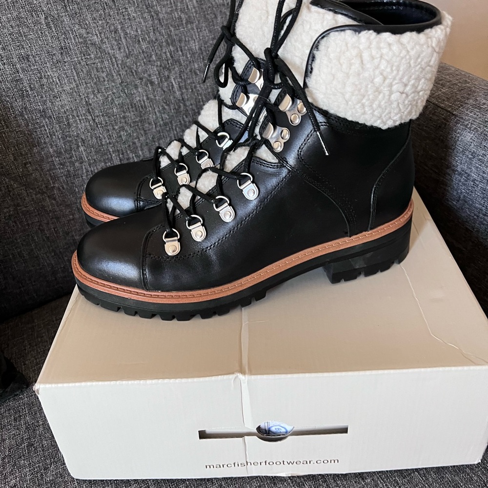 Marc Fisher lace up shearling boot